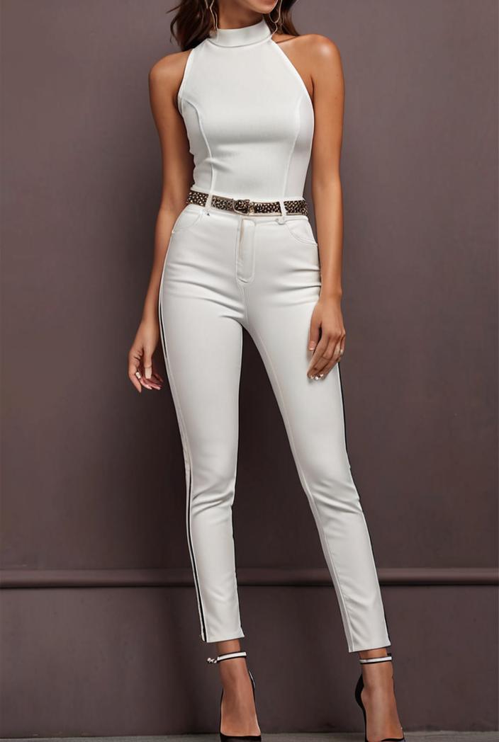 ruffled sleeveless elegant jumpsuit 141120