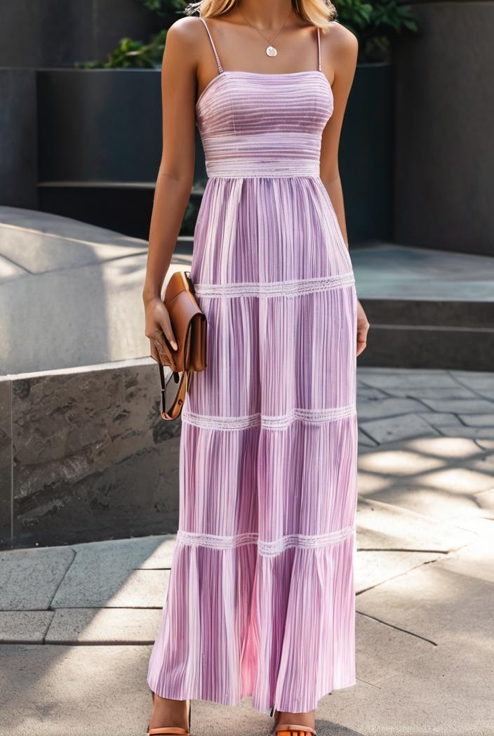sling belted striped sleeveless dress 148011
