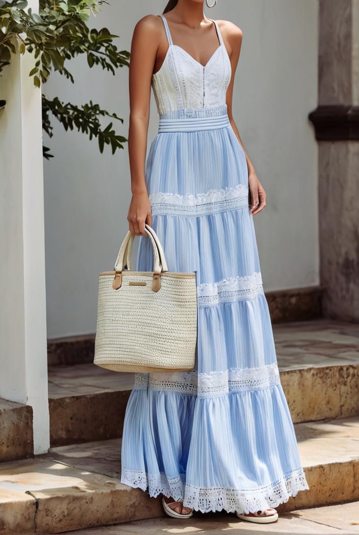 sling belted striped sleeveless dress 148023