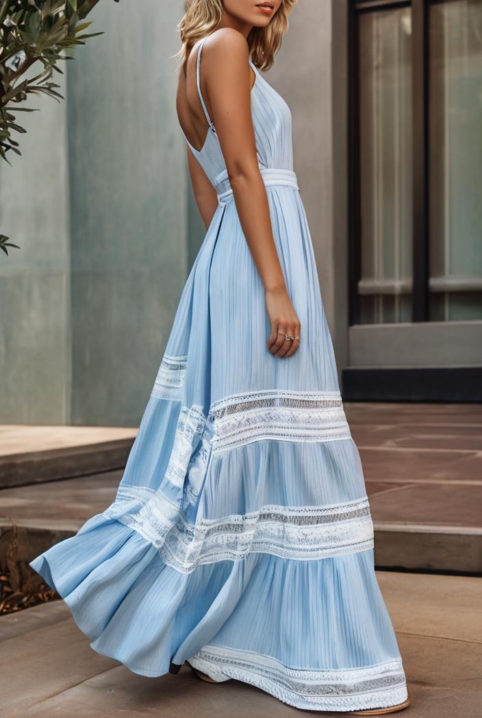 sling belted striped sleeveless dress 148034