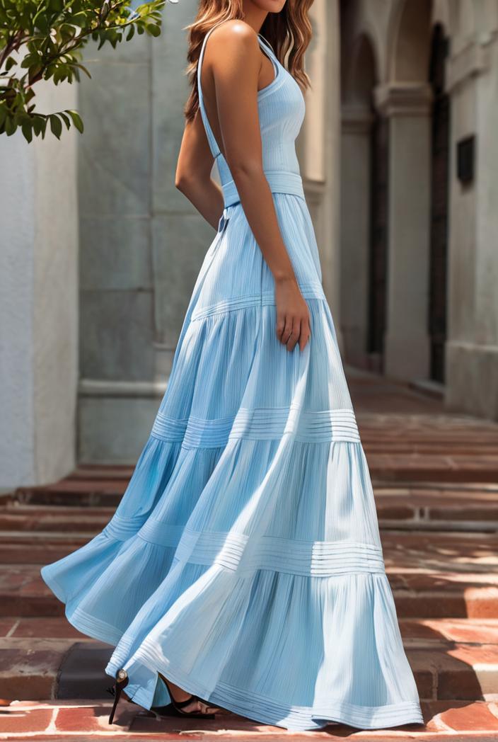sling belted striped sleeveless dress 148037