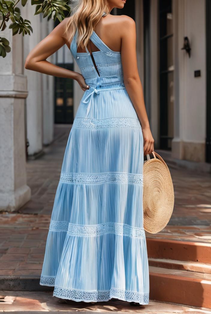 sling belted striped sleeveless dress 148043