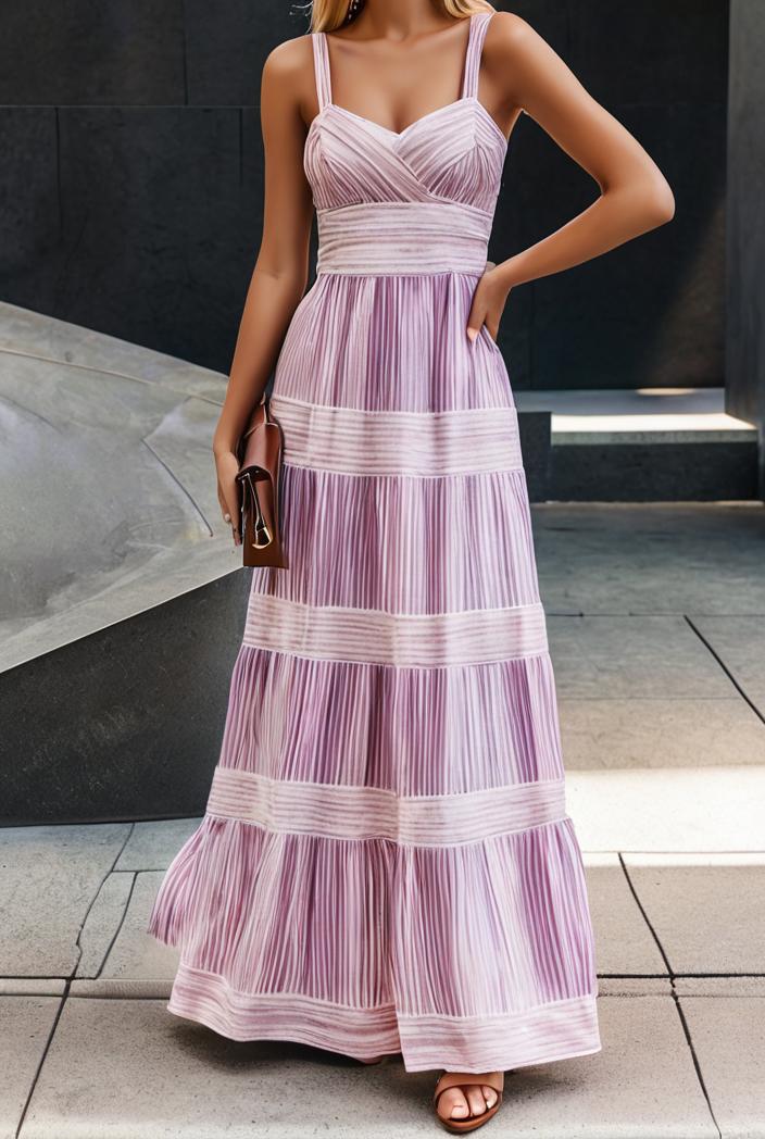sling belted striped sleeveless dress 148050