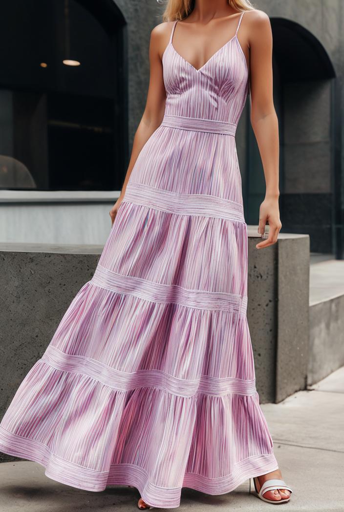 sling belted striped sleeveless dress 148067