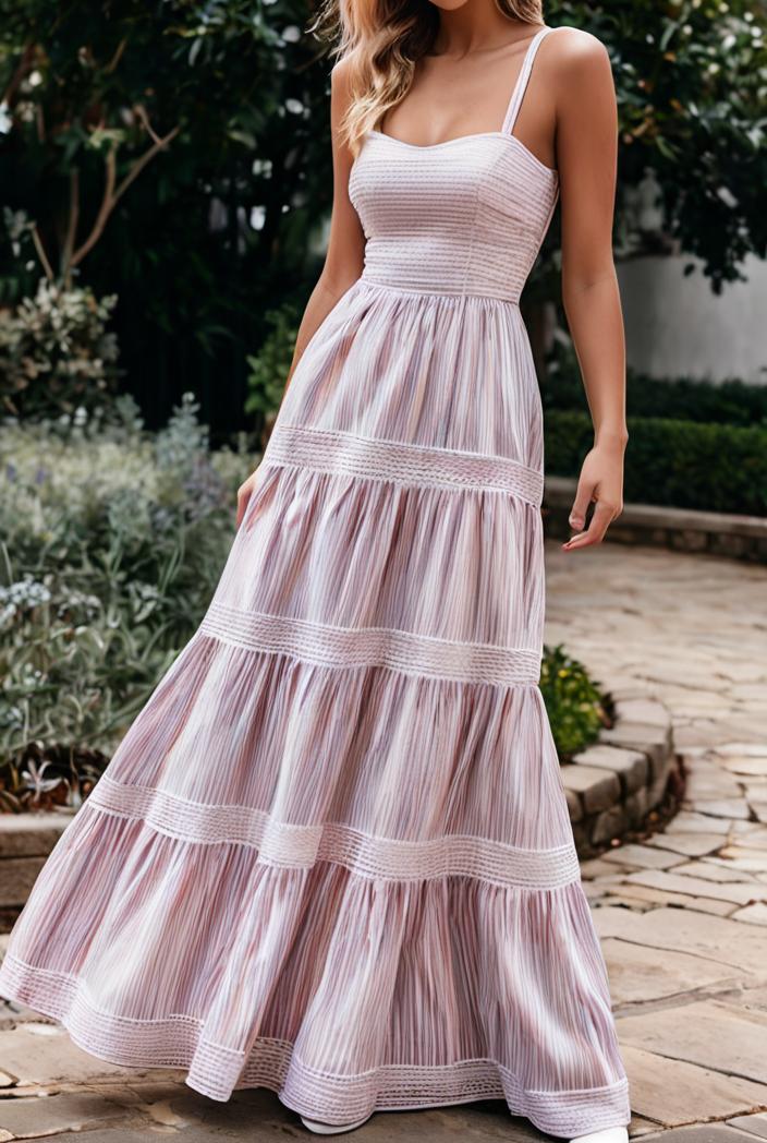 sling belted striped sleeveless dress 148069