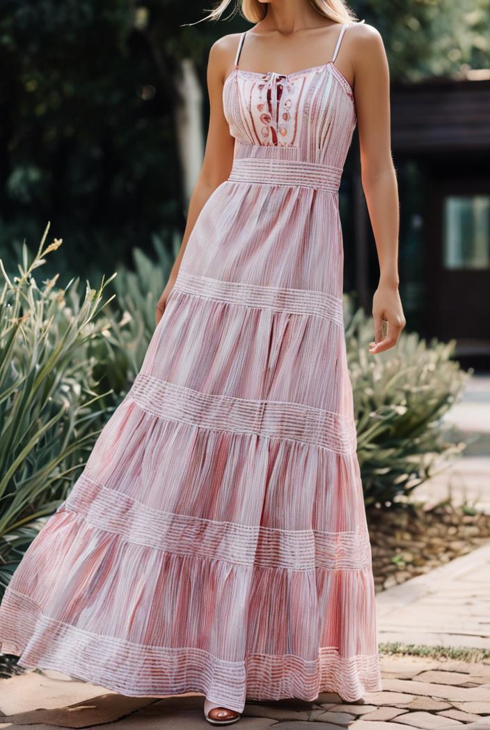 sling belted striped sleeveless dress 148071