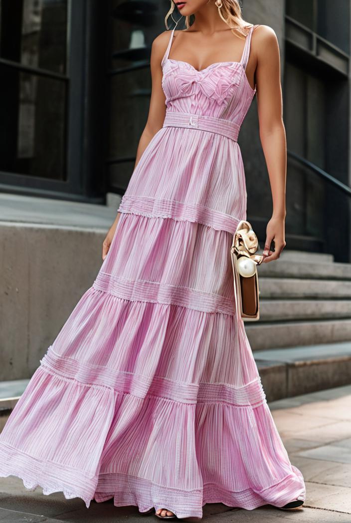 sling belted striped sleeveless dress 148072