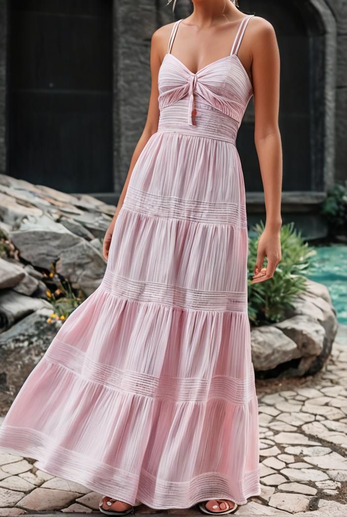 sling belted striped sleeveless dress 148073