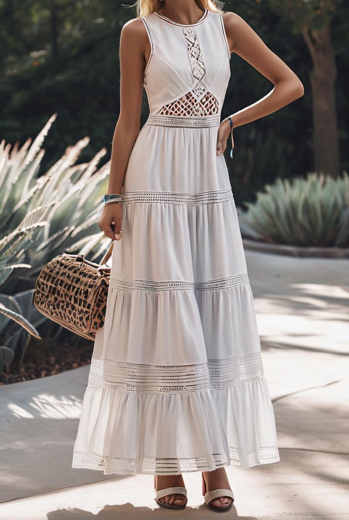 sling belted striped sleeveless dress 148078