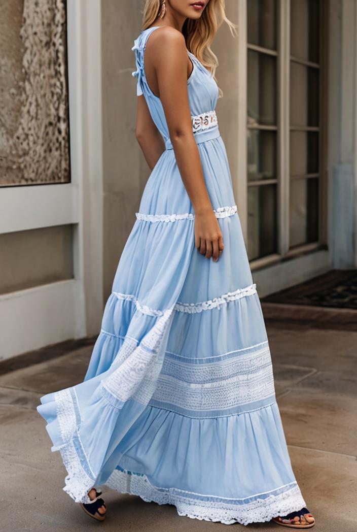 sling belted striped sleeveless dress 148088