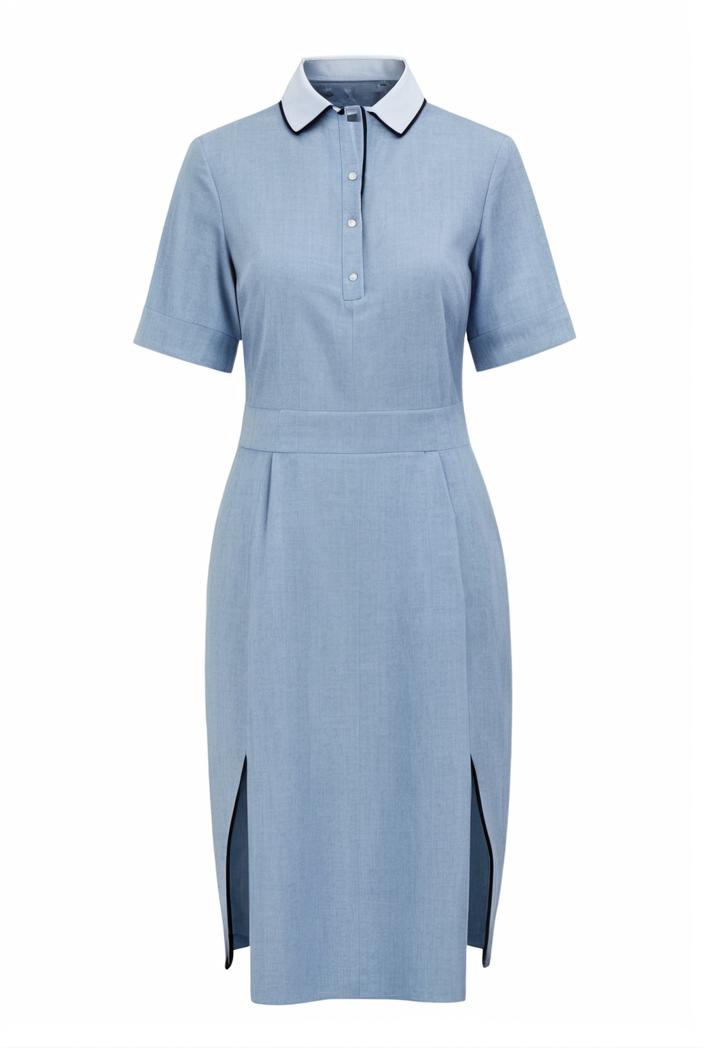 a line flap pockets rolled sleeve v neck casual lapel denim maxi dresses 105593