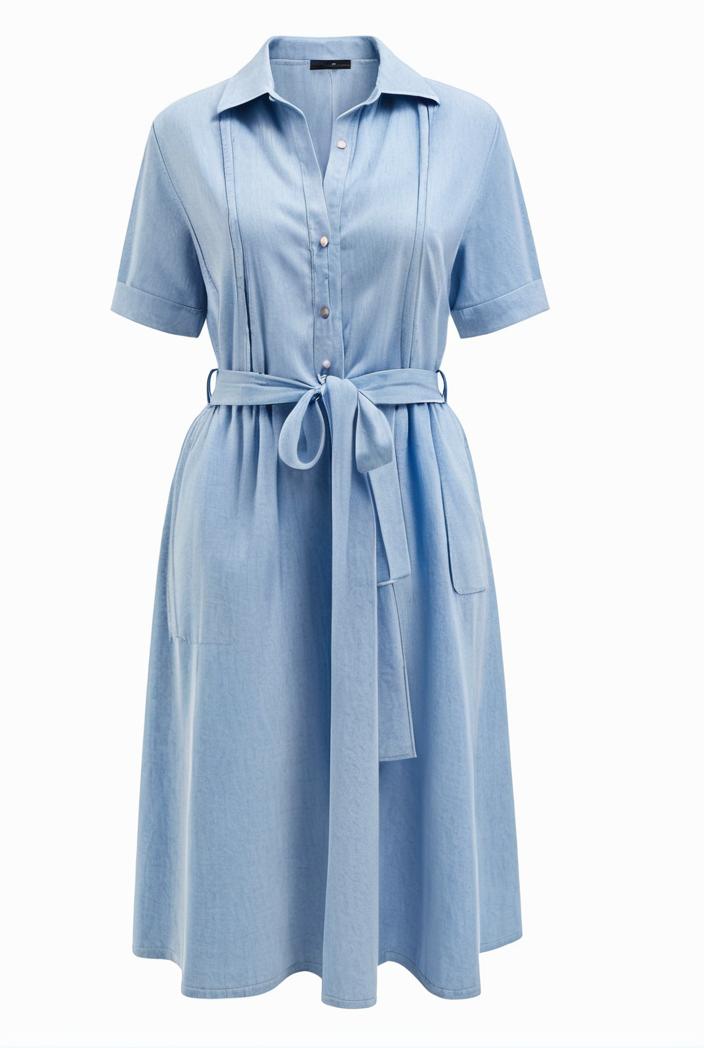 a line flap pockets rolled sleeve v neck casual lapel denim maxi dresses 122417