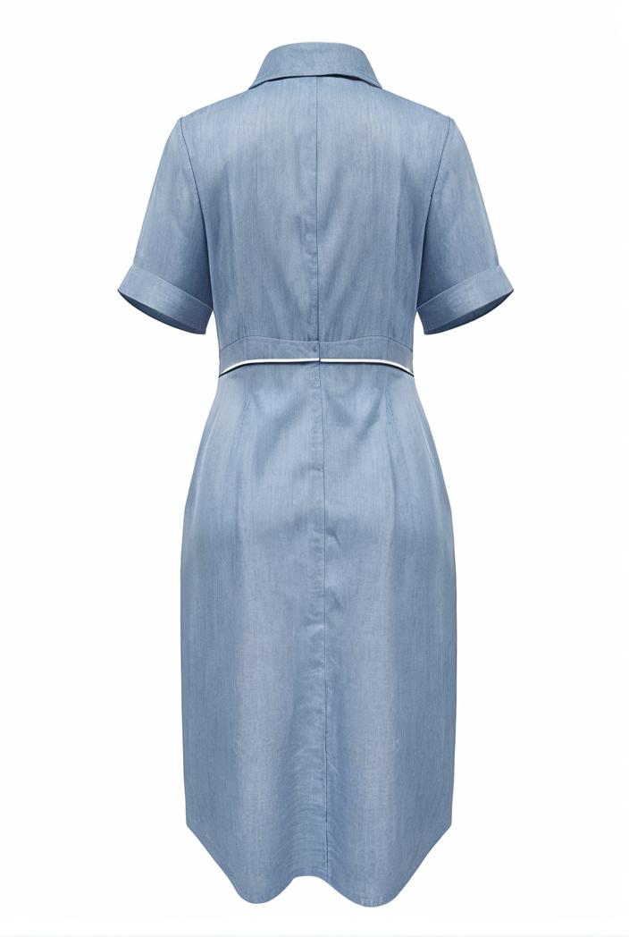 a line flap pockets rolled sleeve v neck casual lapel denim maxi dresses 122422