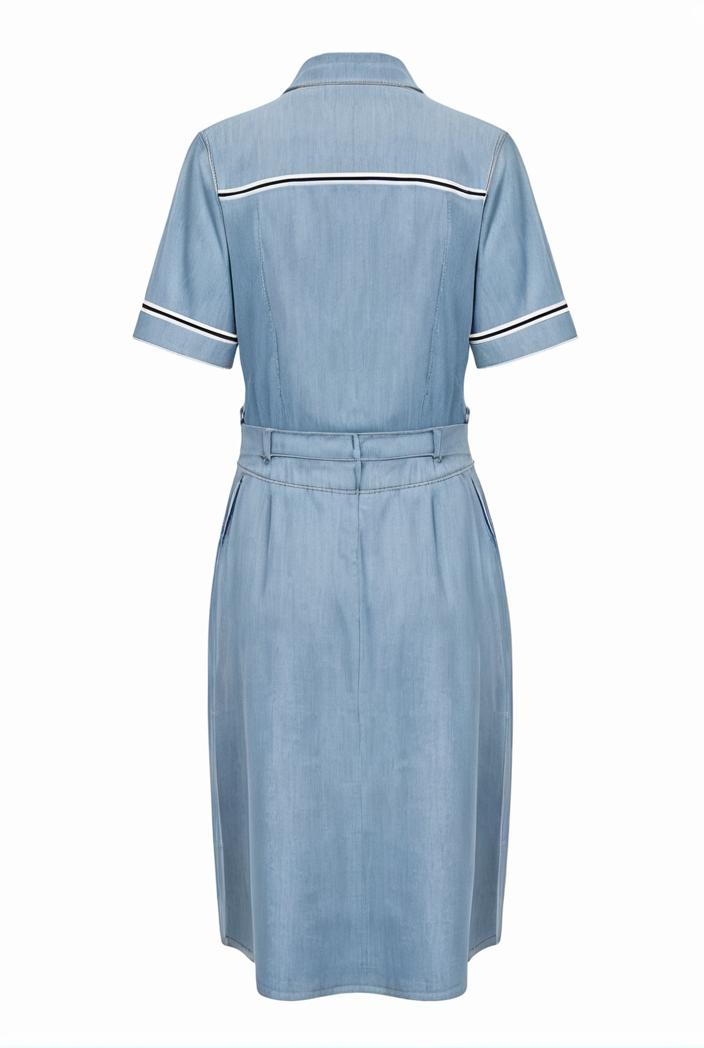 a line flap pockets rolled sleeve v neck casual lapel denim maxi dresses 122426