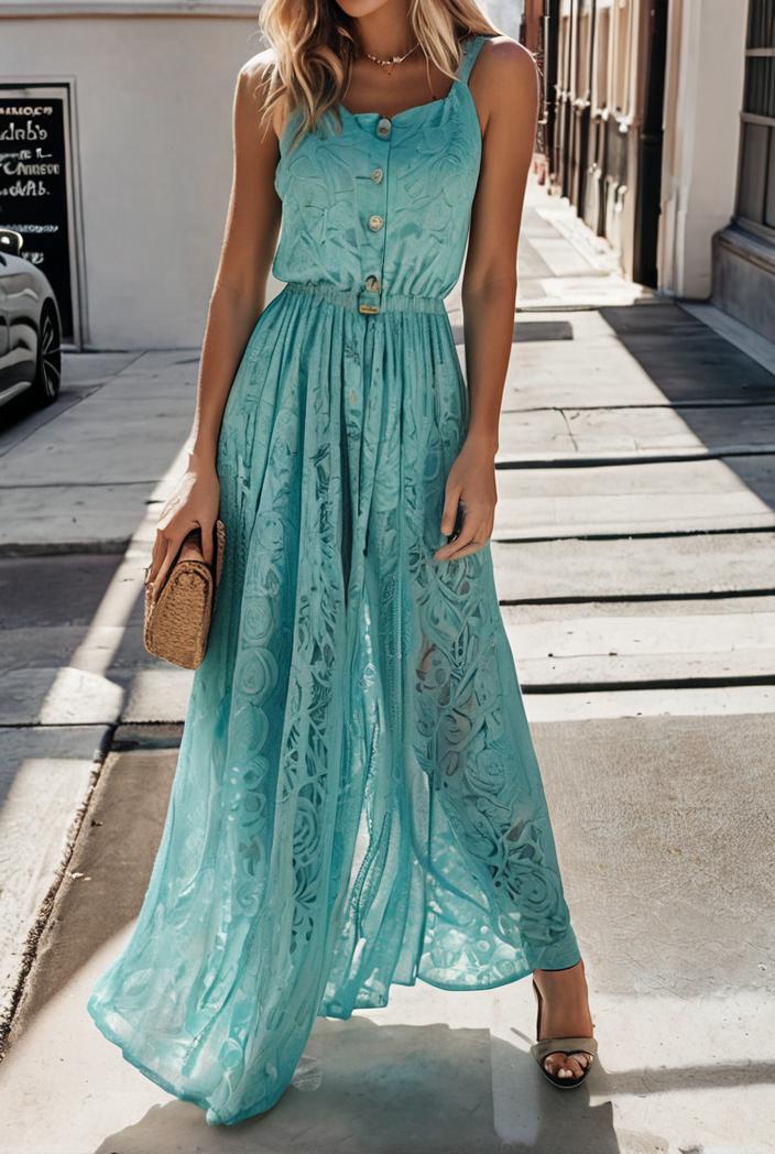boho print halterneck sleeveless dress 126156