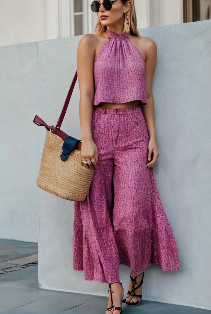 boho print halterneck sleeveless dress 126165