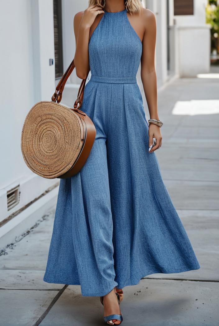 boho print halterneck sleeveless dress 126178