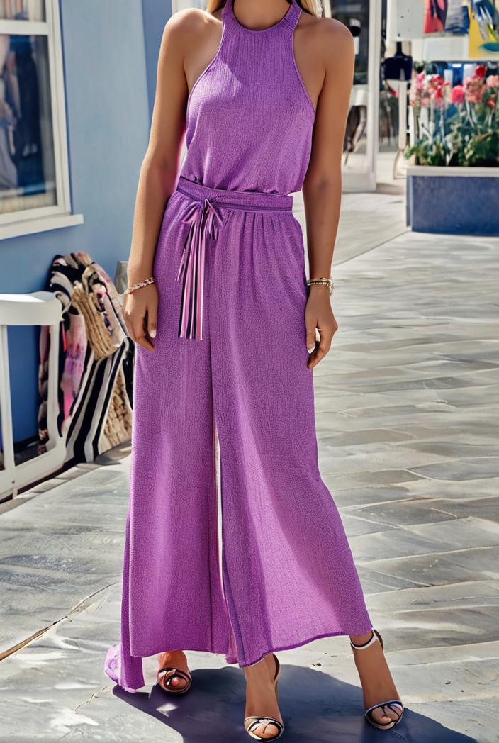 boho print halterneck sleeveless dress 126194