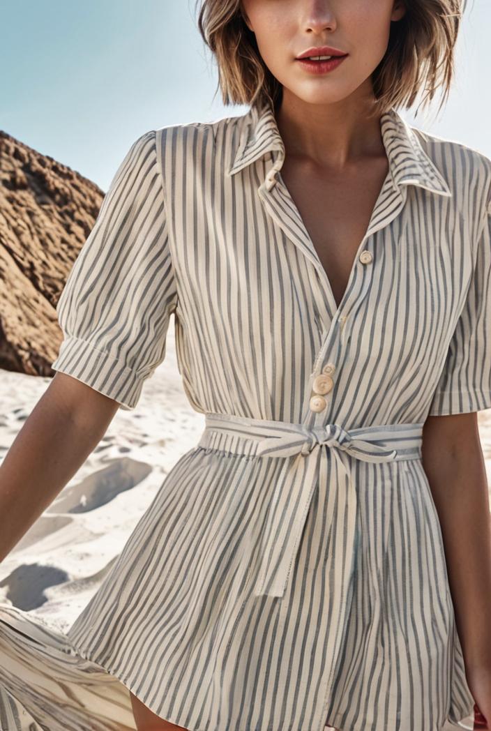 fashion striped temperament midi dress 112763