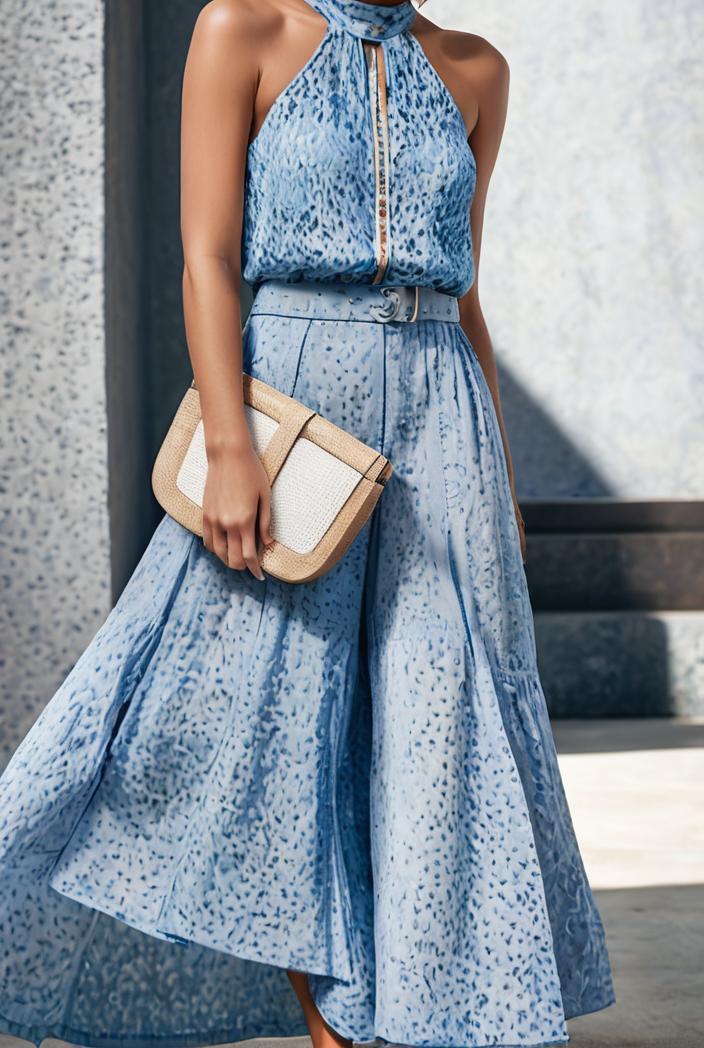 floral print halter bohemian long skirt 113662