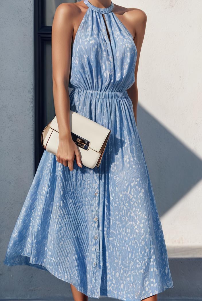floral print halter bohemian long skirt 113664