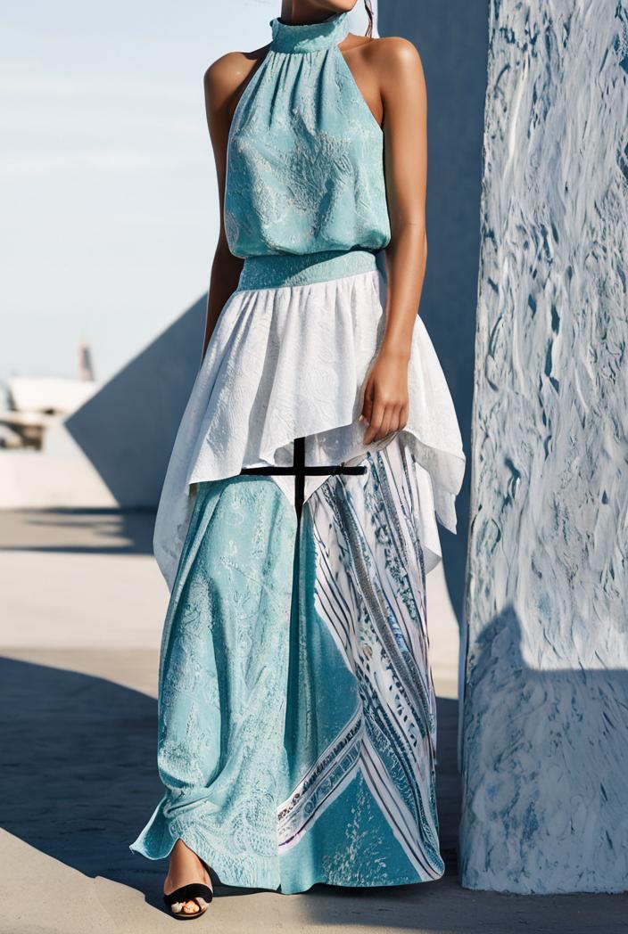 floral print halter bohemian long skirt 113671