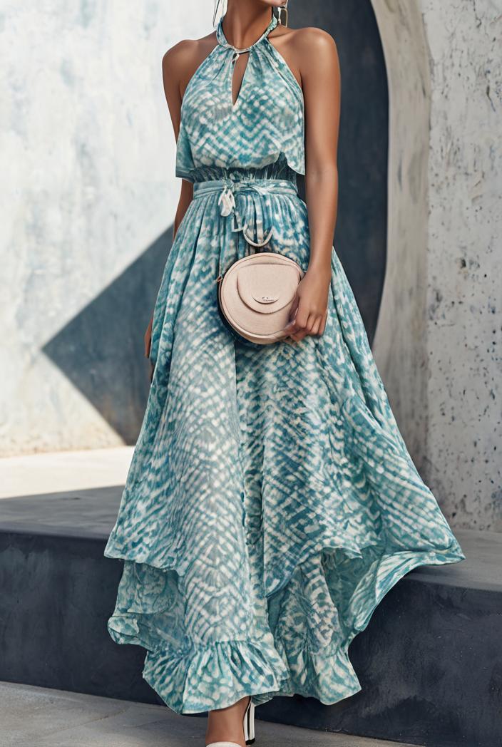 floral print halter bohemian long skirt 113673