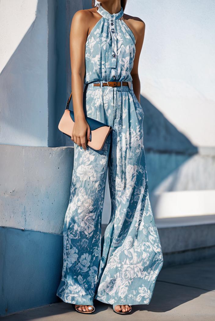 floral print halter bohemian long skirt 113693