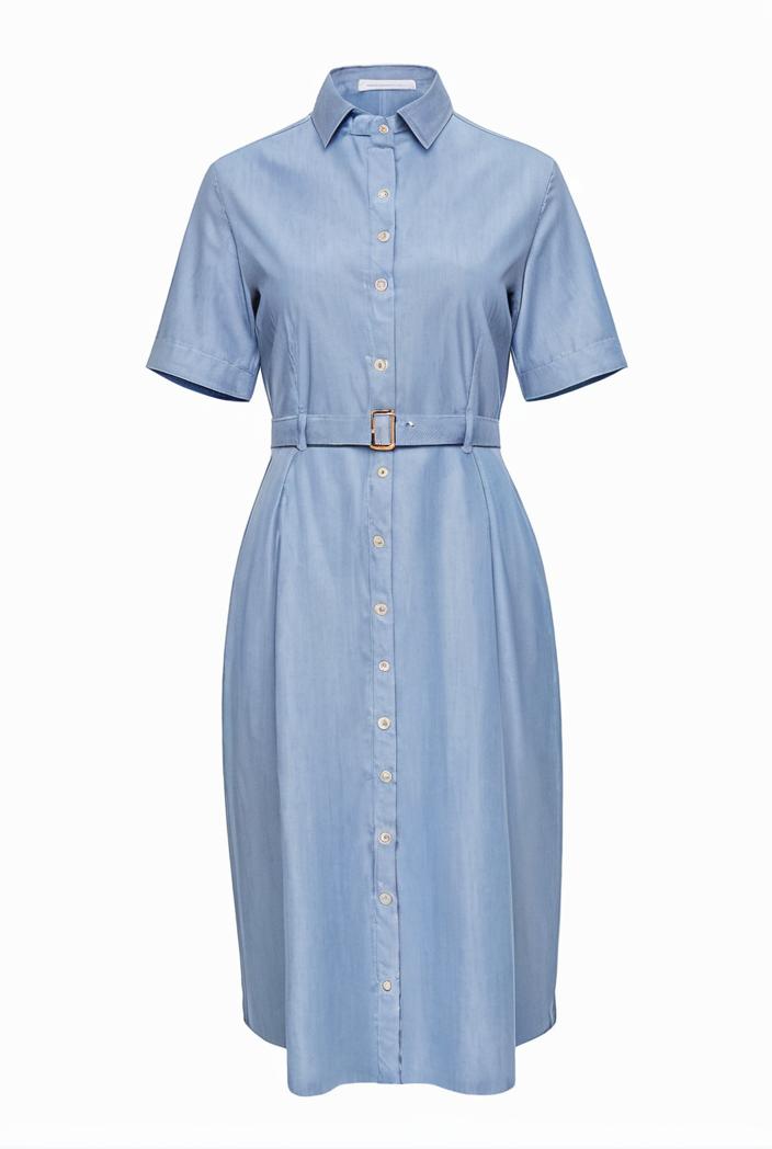 a line flap pockets rolled sleeve v neck casual lapel denim maxi dresses 109801