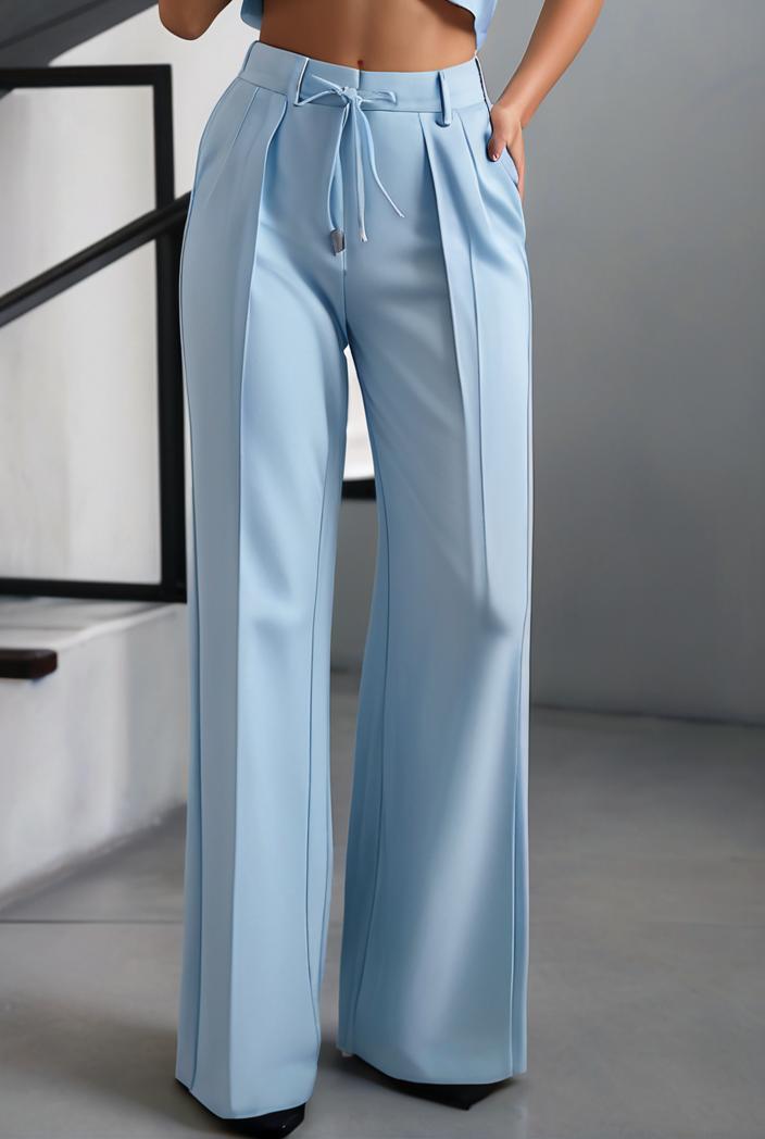 one shoulder crop top mopping pants two piece suit 124972