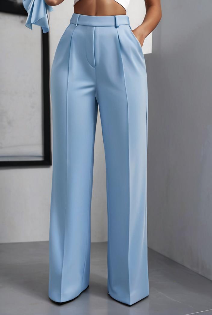 one shoulder crop top mopping pants two piece suit 124974