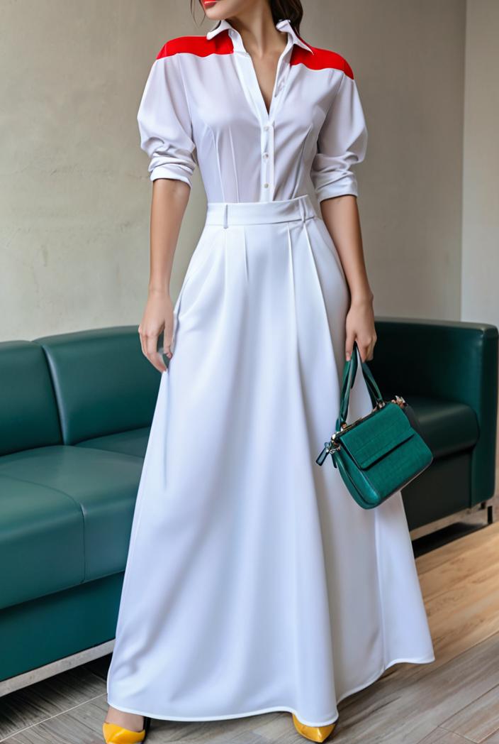 plain puff sleeve buttoned shirt dress 126435