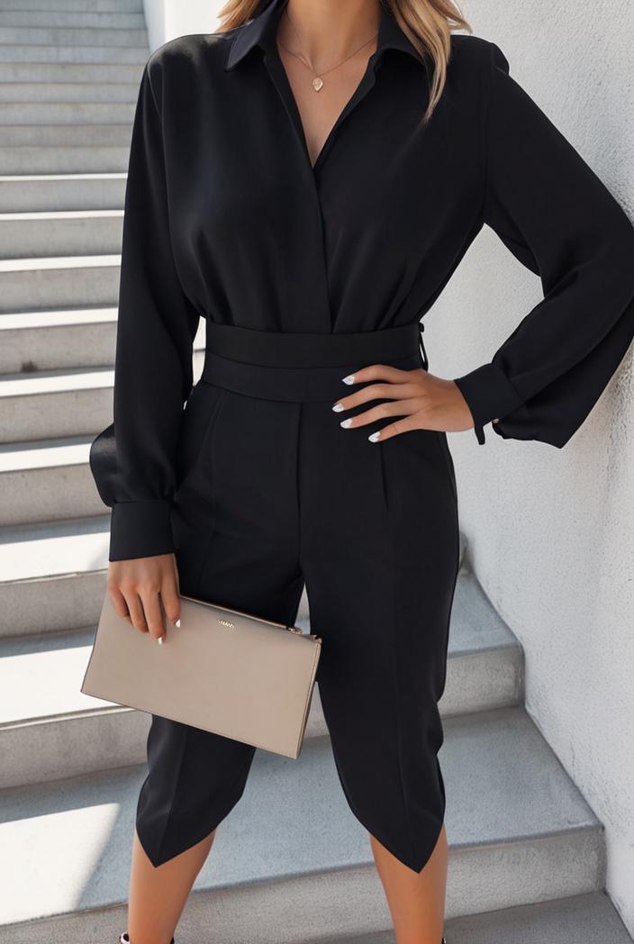 solid crossover long sleeve slit dress 147053