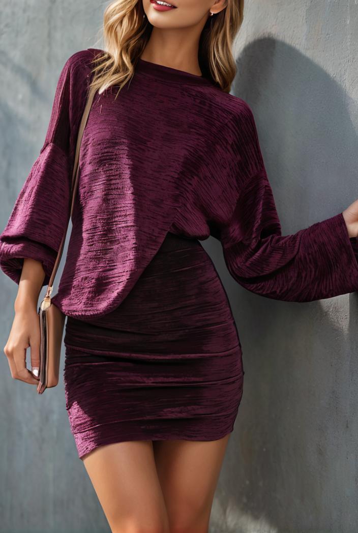 women s dresses velvet burnt flower ruffled irregular long sleeve dress 117646