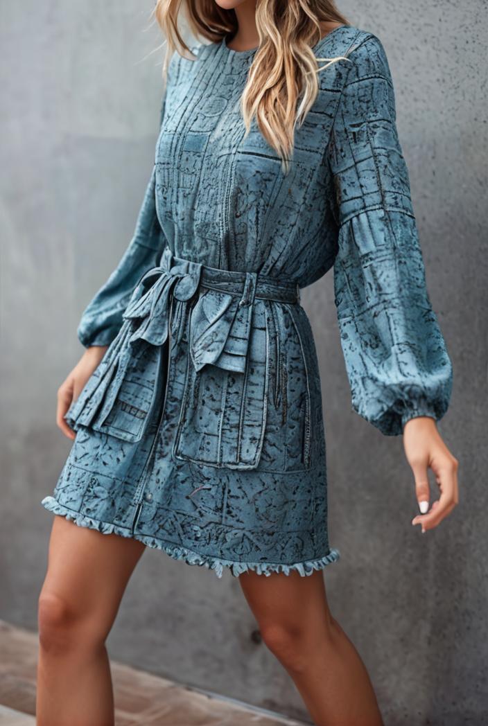 women s dresses velvet burnt flower ruffled irregular long sleeve dress 117657
