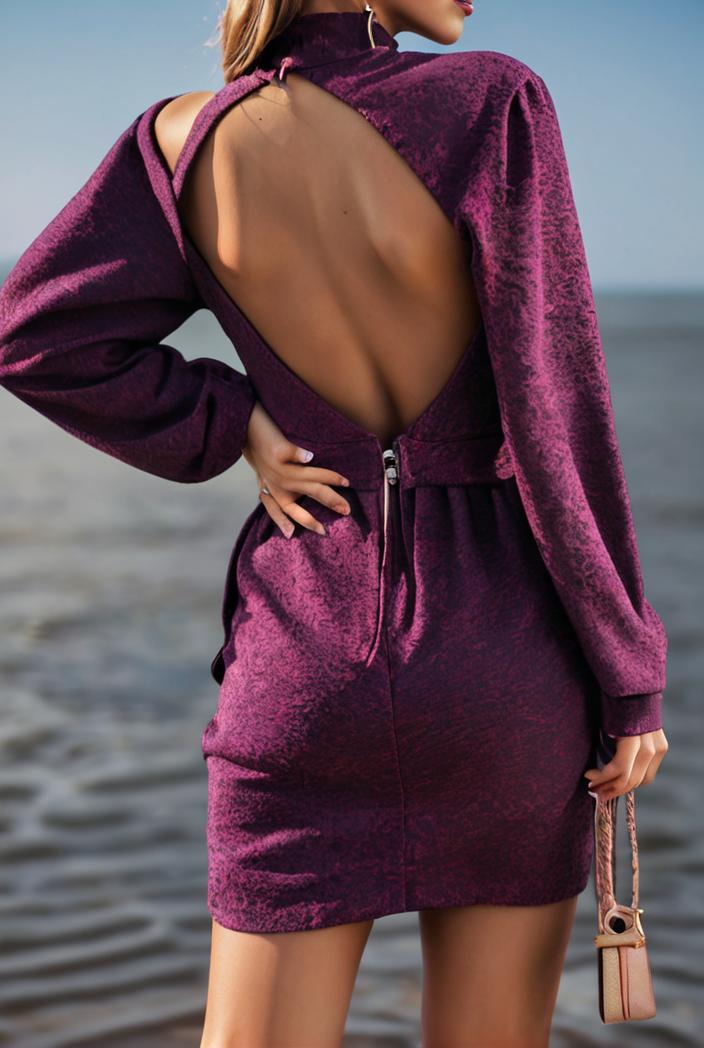 women s dresses velvet burnt flower ruffled irregular long sleeve dress 117665