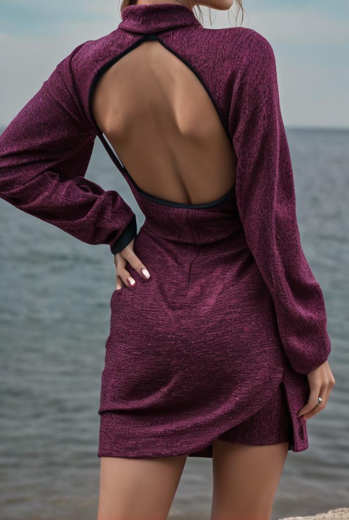 women s dresses velvet burnt flower ruffled irregular long sleeve dress 117668