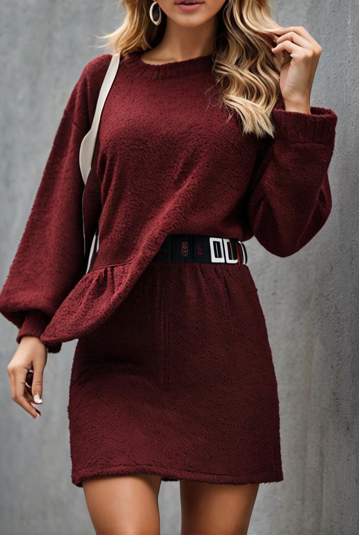 women s dresses velvet burnt flower ruffled irregular long sleeve dress 117720