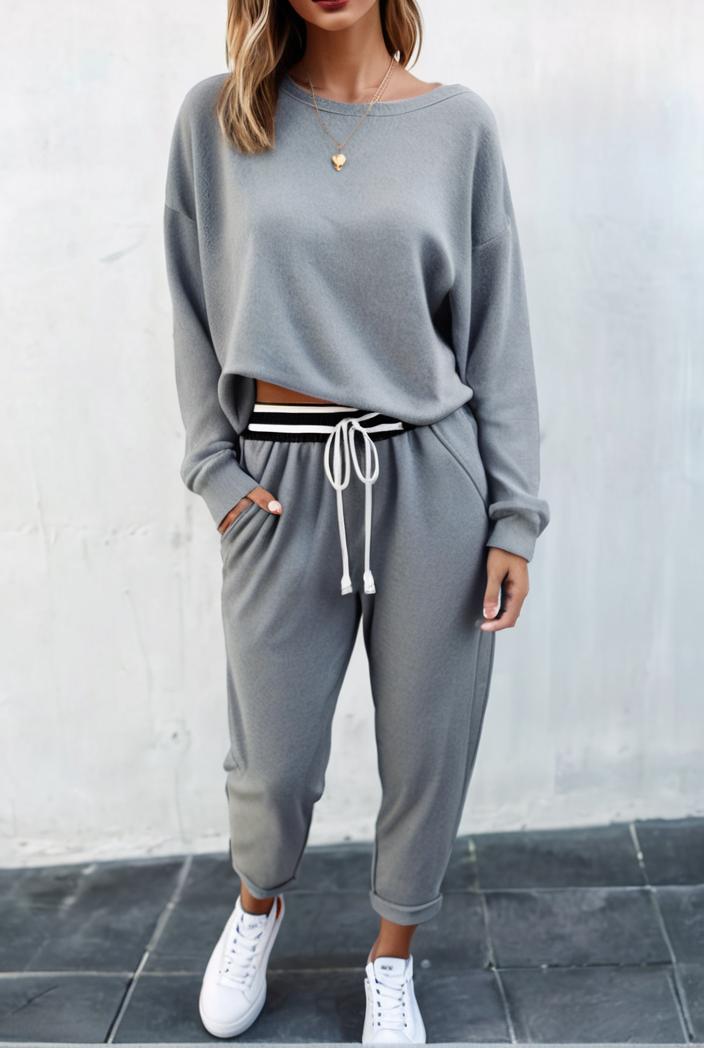 2 piece knitted cotton lounge sweatshirt 116910