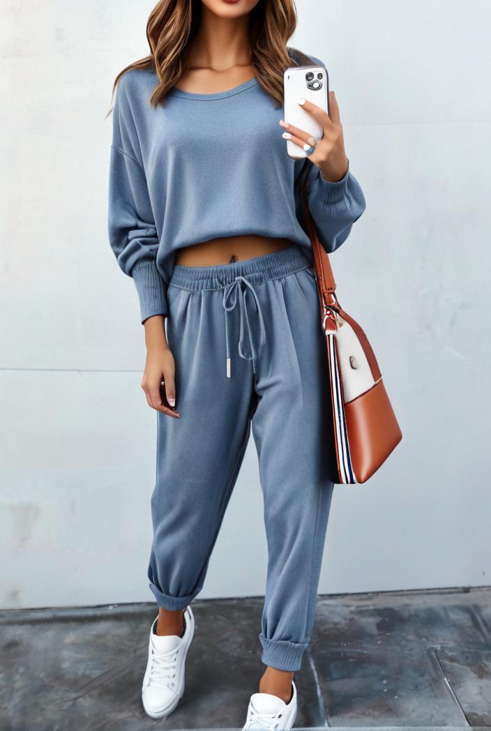 2 piece knitted cotton lounge sweatshirt 139845