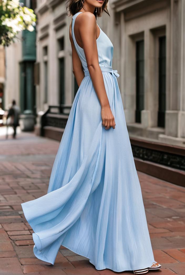 sling belted striped sleeveless dress 123445