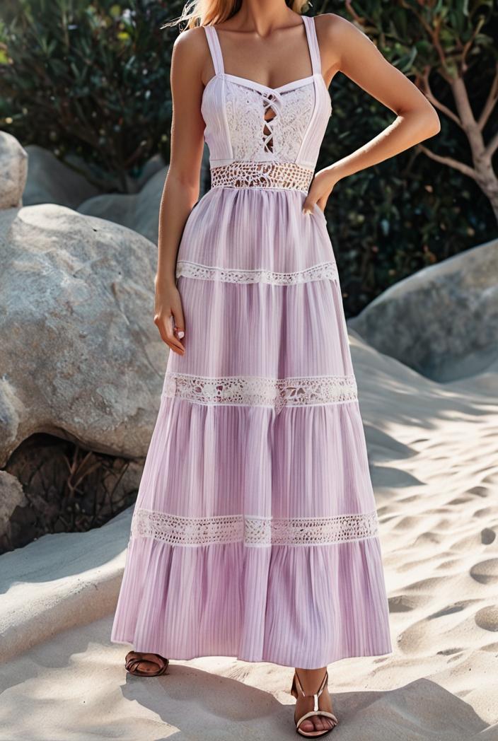 sling belted striped sleeveless dress 123468