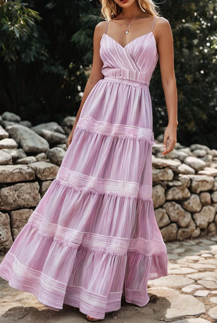 sling belted striped sleeveless dress 123477
