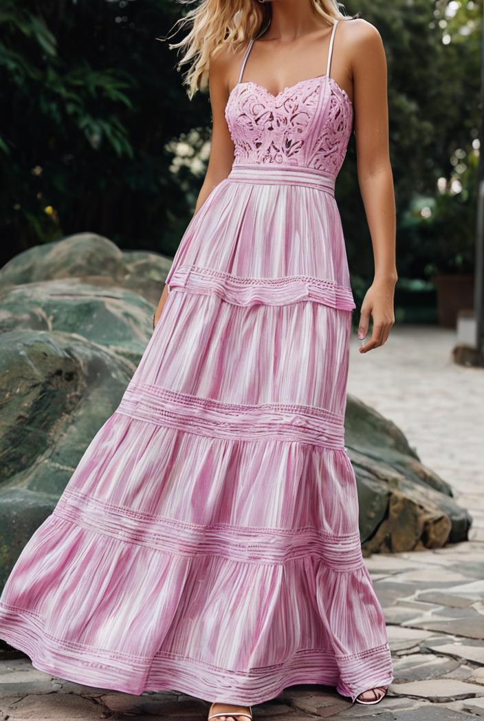 sling belted striped sleeveless dress 123479
