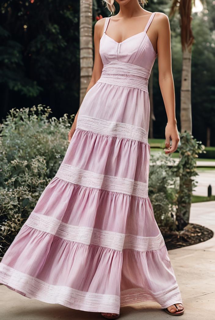 sling belted striped sleeveless dress 123480