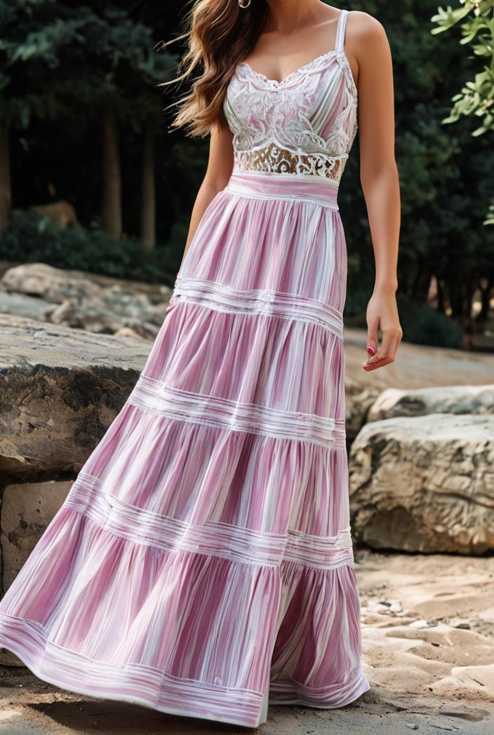 sling belted striped sleeveless dress 123482
