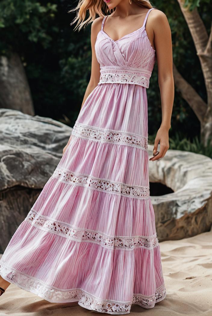 sling belted striped sleeveless dress 123484