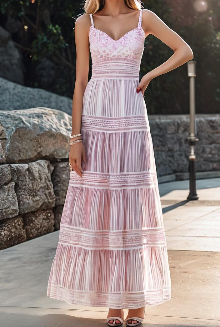 sling belted striped sleeveless dress 123488