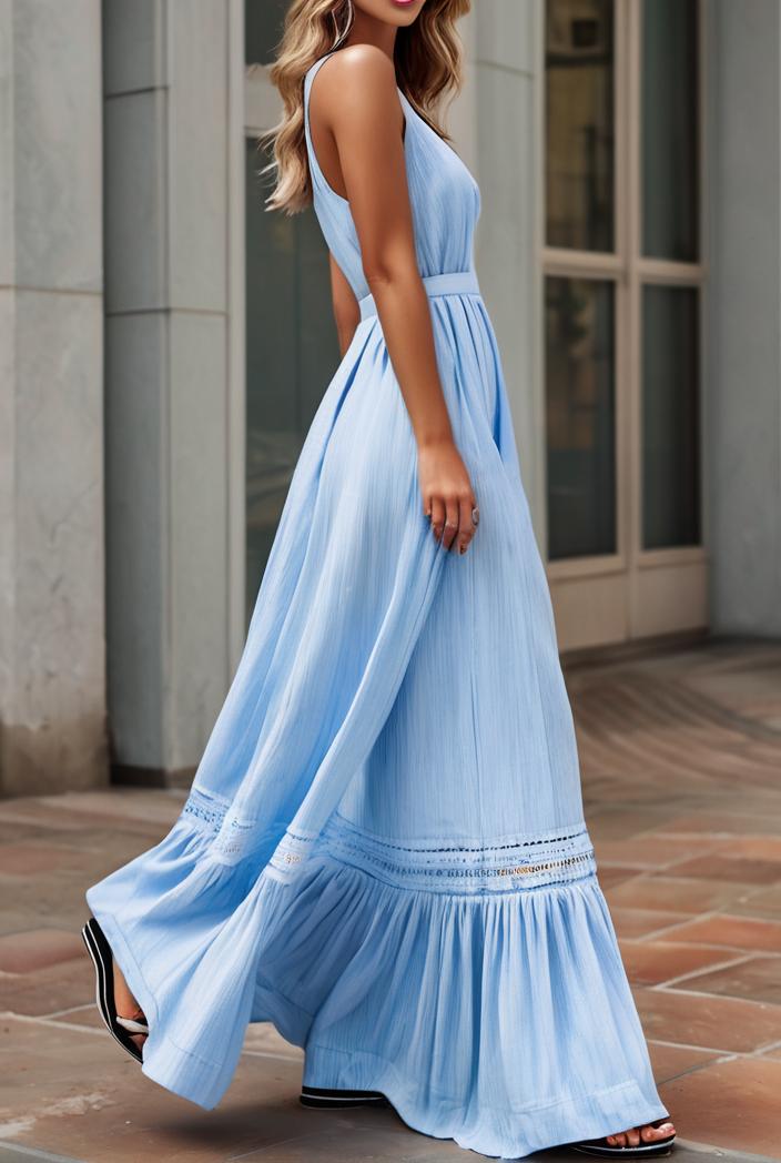 sling belted striped sleeveless dress 123498