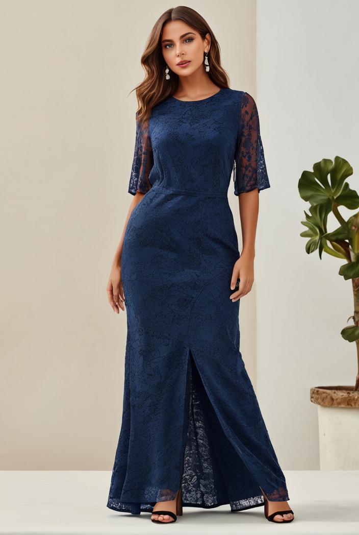 3 4 sleeve bodycon plunging back sequin evening dress 149967